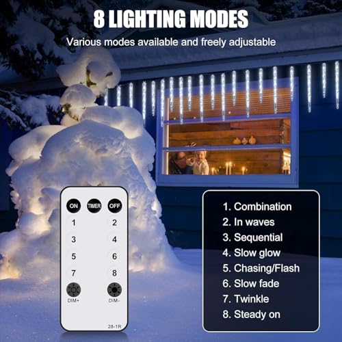 30ft 150 LED Cool White Icicle Lights with Remote K671931
