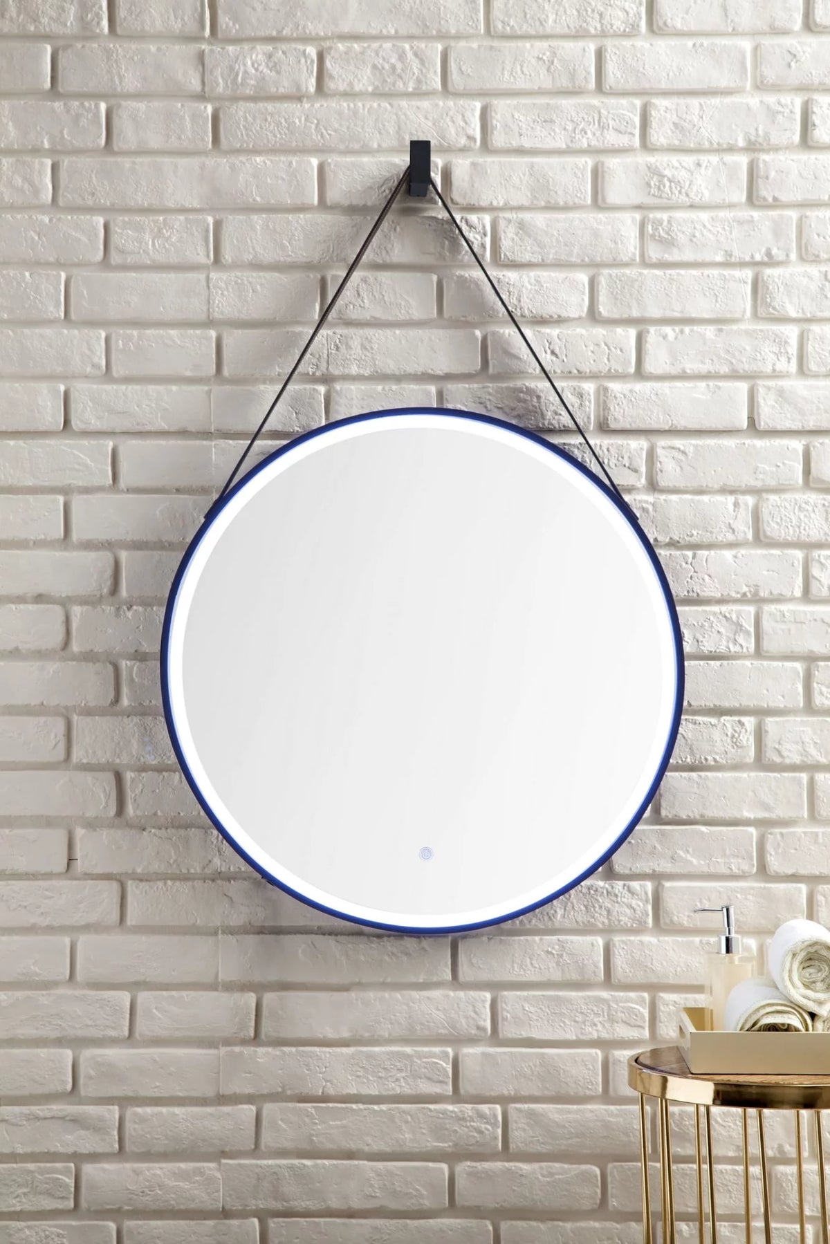 Matte Black Round LED Mirror J935665