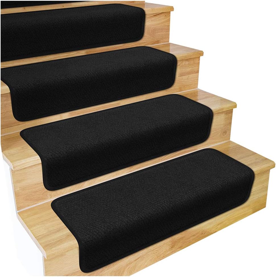 Set of 15 Black Carpet Stair Treads V131202