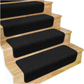 Set of 15 Black Carpet Stair Treads V131202