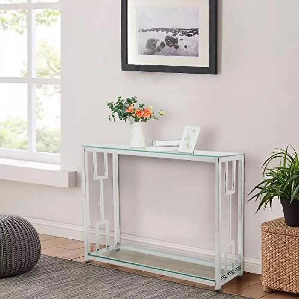 Glass Console Table with Shelves H42980