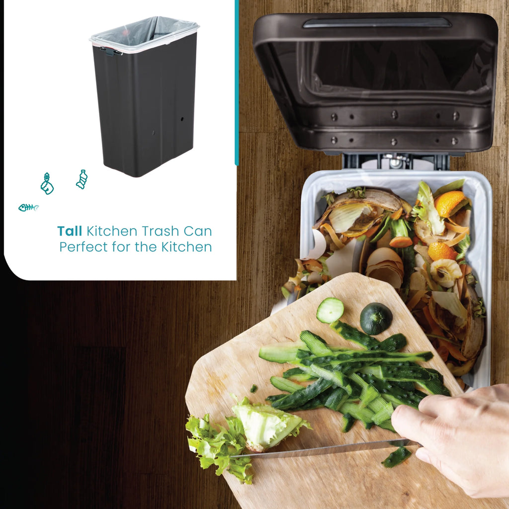 Black Stainless Steel Kitchen Trash Can Combo D608861
