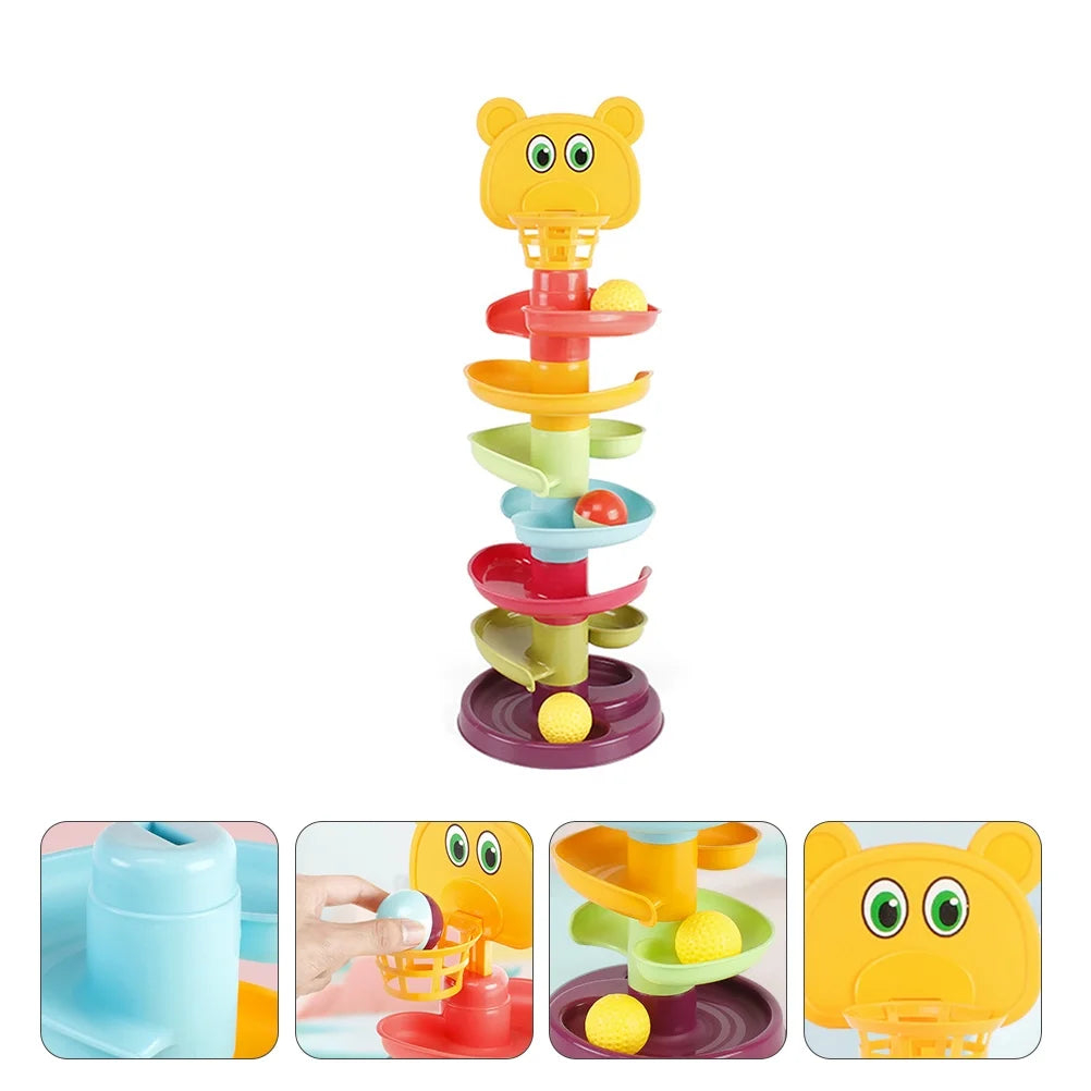 Kid Track Sliding Ball Tower Toy Stacking Toy with 3 Balls R6421