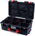 Black Pelican Air Case with Red Handles & Latches with TrekPak Dividers & Mesh Lid Organizer W953