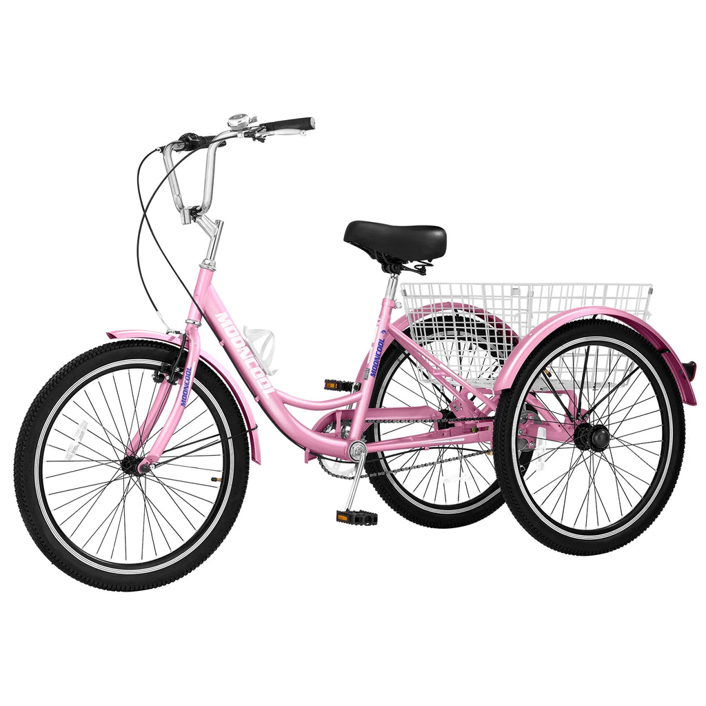 24 inch 3 Wheel Single Speed Adult Tricycle with Shopping Basket D308