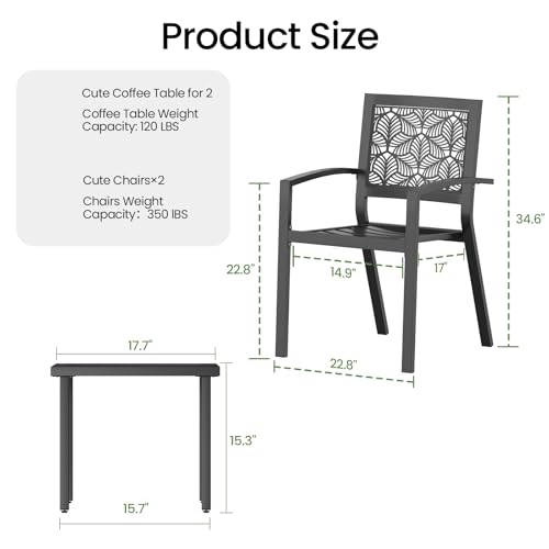 Peacock Blue Stackable Bistro Set with 2 Chairs and 1 Coffee Table P37252