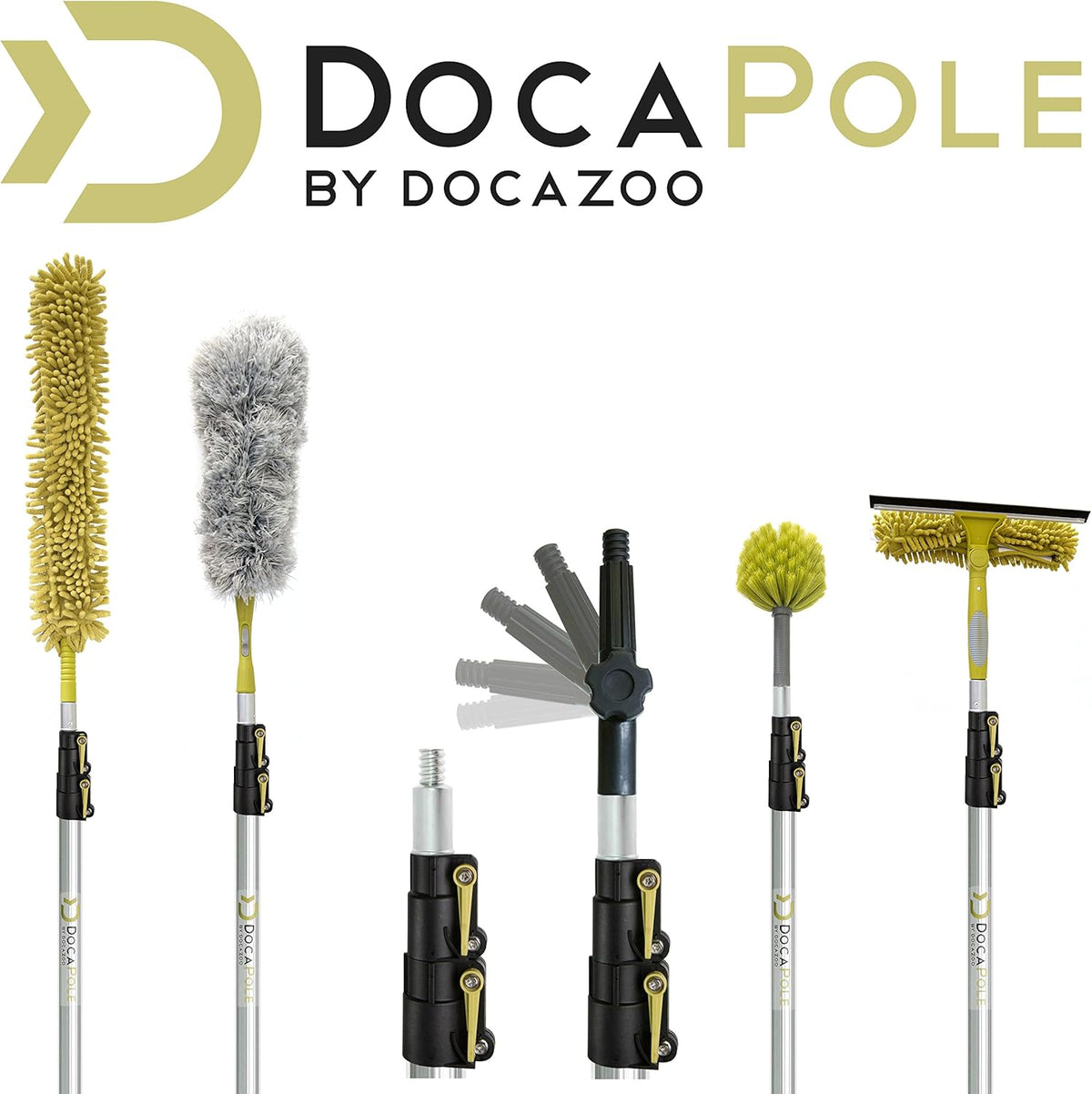 Cleaning Kit with 5-12 Foot Telescoping Extension Pole, Window Squeegee & Washer, 3 Dusting Attachments Y5668