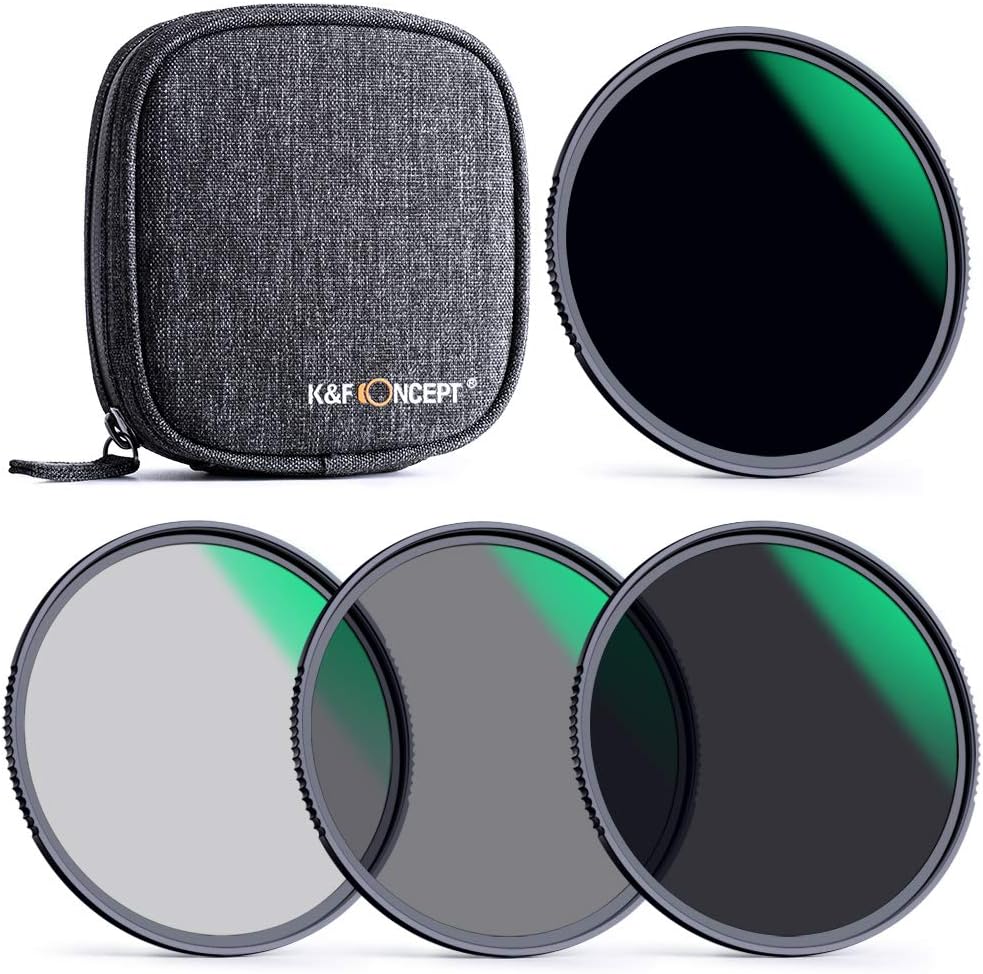 77mm Fixed ND Lens Filter Kit, ND4 ND8 ND64 ND1000 Filter Set with 4-Filter Pouch B577538