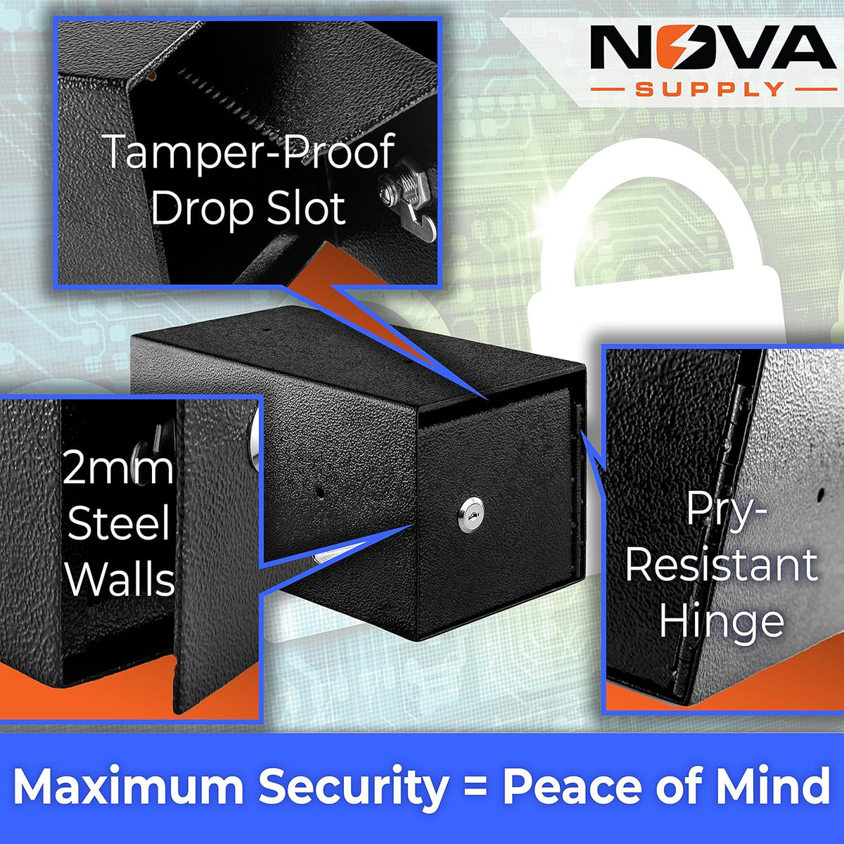 Tan 6x6x12 Inch Steel Key Lock Drop Box R354340