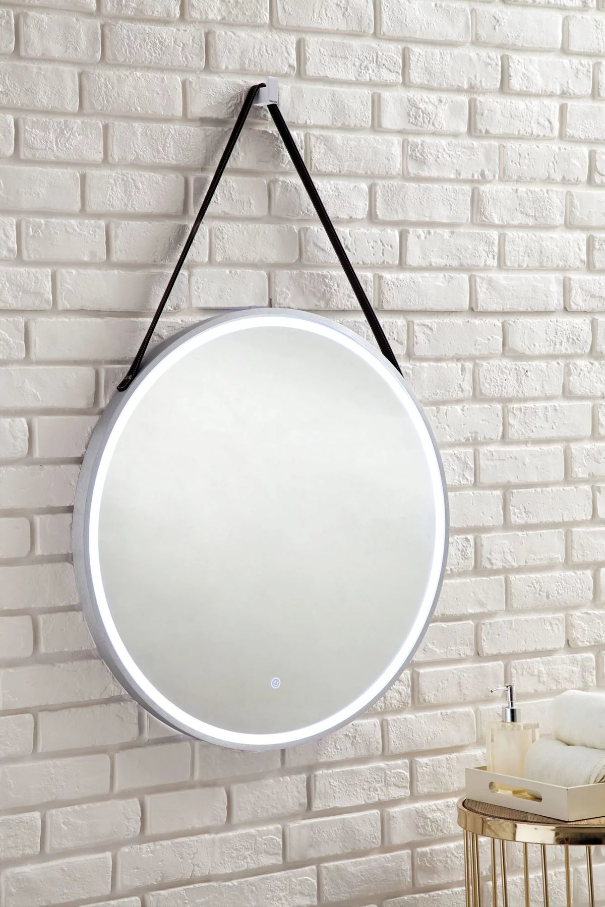 Matte Black Round LED Mirror J935665