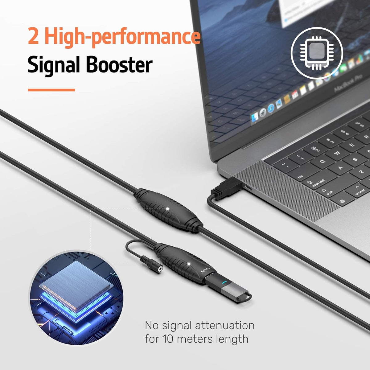 USB 3.0 Extension Cable 65FT Active Male to Female with 2 Signal Boosters B170030