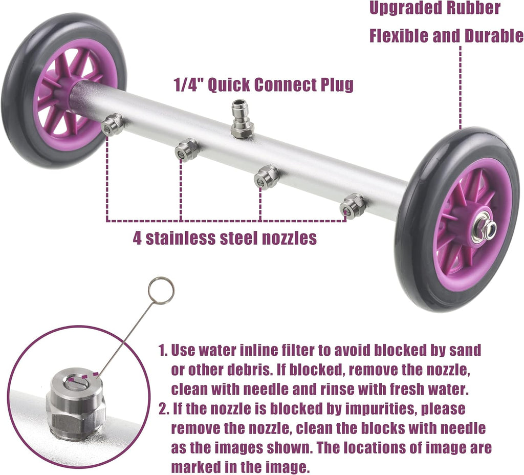 16 Inch Undercarriage Cleaner Attachment with 3 Pcs Extension Wand, 4000 PSI J607215