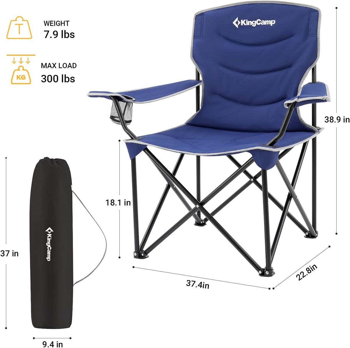 2 Pack Heavy Duty Oversized Folding Camping Chairs Y69072