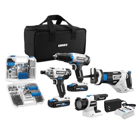 20-Volt Cordless 4-Tool Combo Kit with 200-Piece Drill & Driver Accessory Kit and Storage Bag X9998