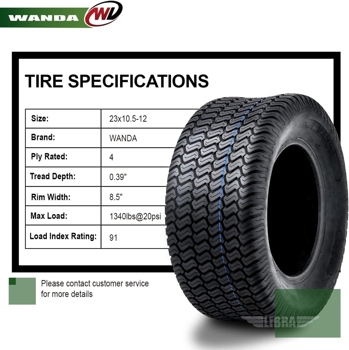 23x10.5-12 Lawn Mower Turf Tire Pack of 2 C978618