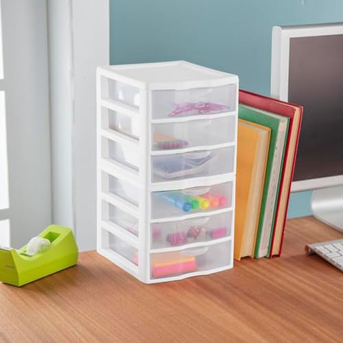 6-Pack White Plastic 3-Drawer Cart A8700