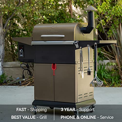 Wood Pellet Grill Smoker with PID Controller, 8-in-1 BBQ Grill, 572 sq in Cooking Area E7329