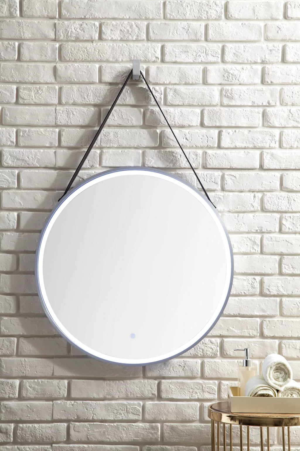 Matte Black Round LED Mirror J935665
