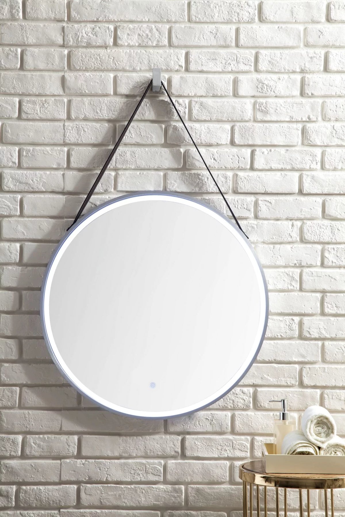 Matte Black Round LED Mirror J935665