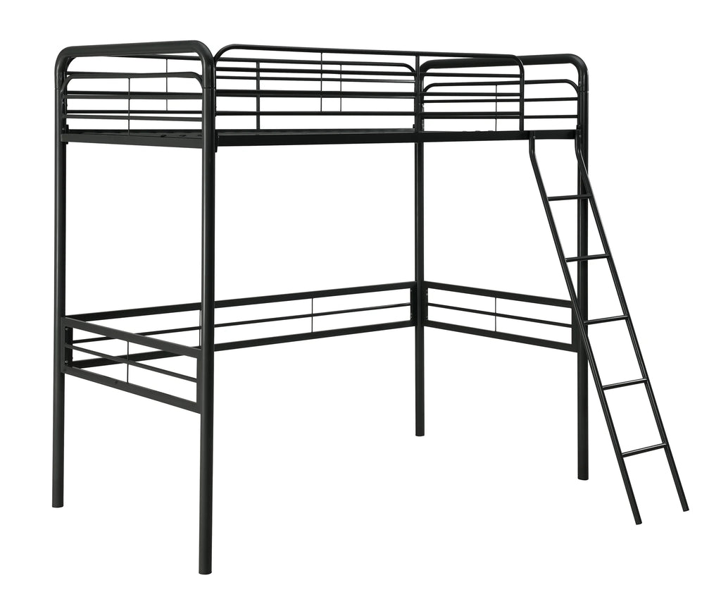 Black Twin Metal Loft Bed S7001
