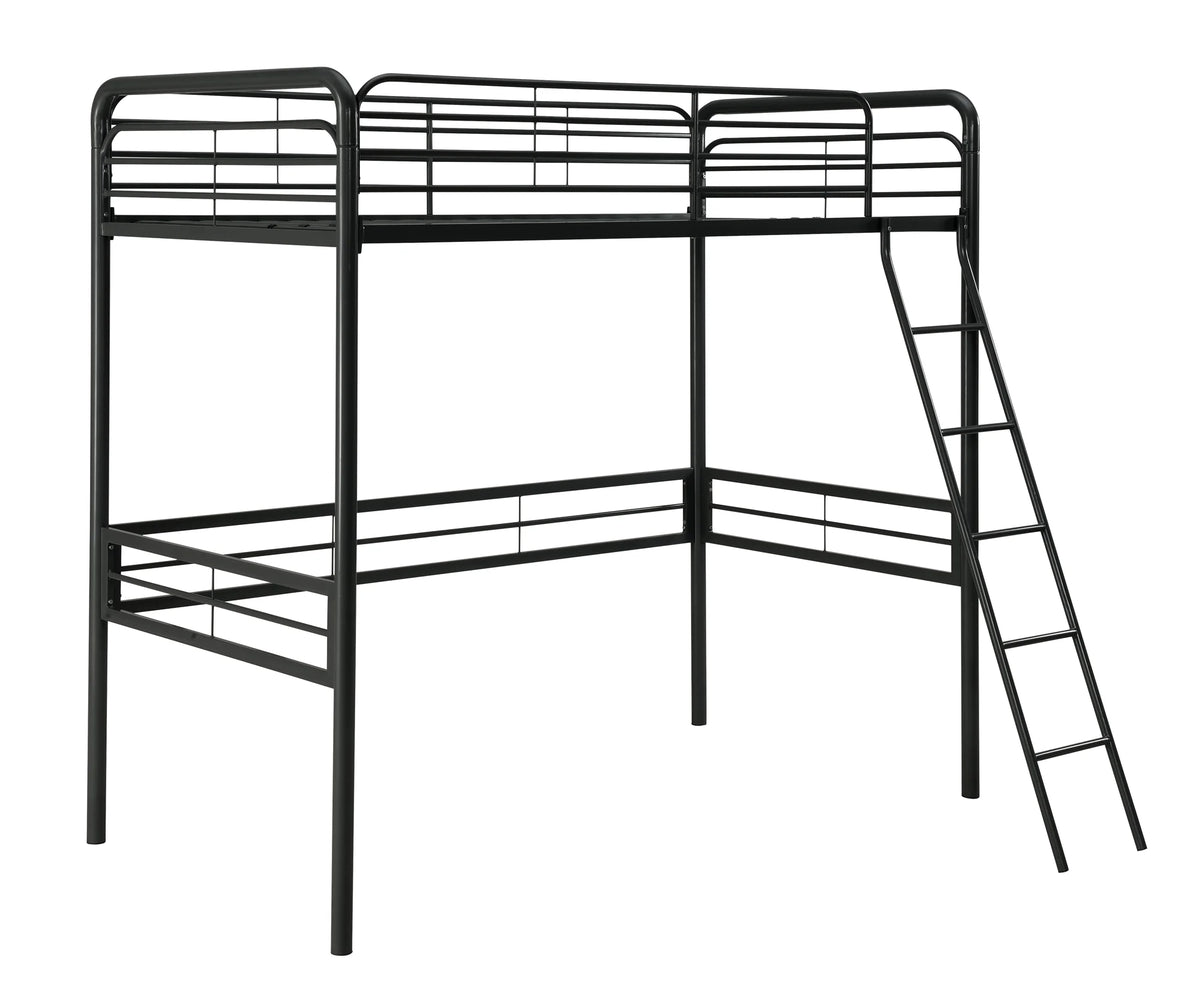 Black Twin Metal Loft Bed S7001