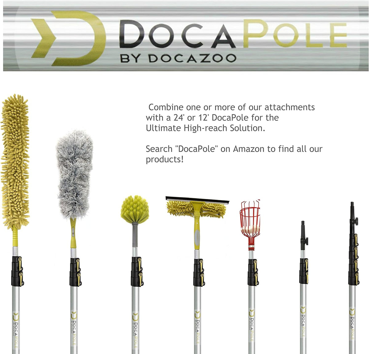 Cleaning Kit with 5-12 Foot Telescoping Extension Pole, Window Squeegee & Washer, 3 Dusting Attachments Y5668