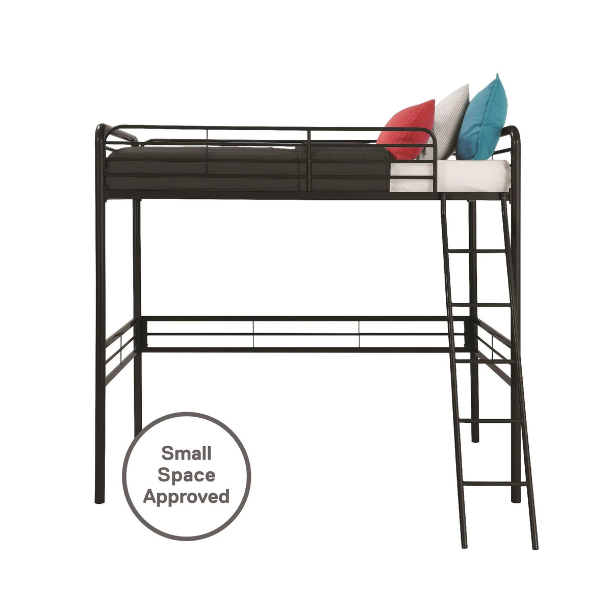 Black Twin Metal Loft Bed S7001