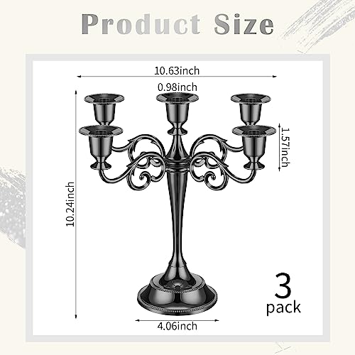 3 Pcs Metal Gold 5 Arm Candle Holders 10.24 Inch L836846