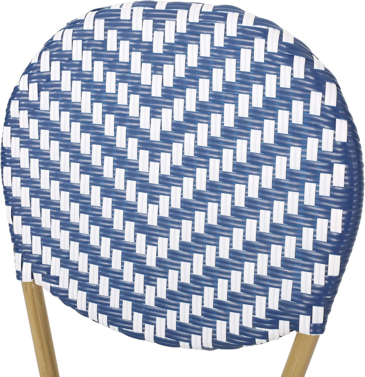 Navy Blue White Bamboo Finish Outdoor Bistro Chair C621