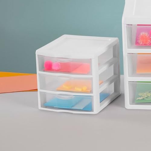 6-Pack White Plastic 3-Drawer Cart A8700