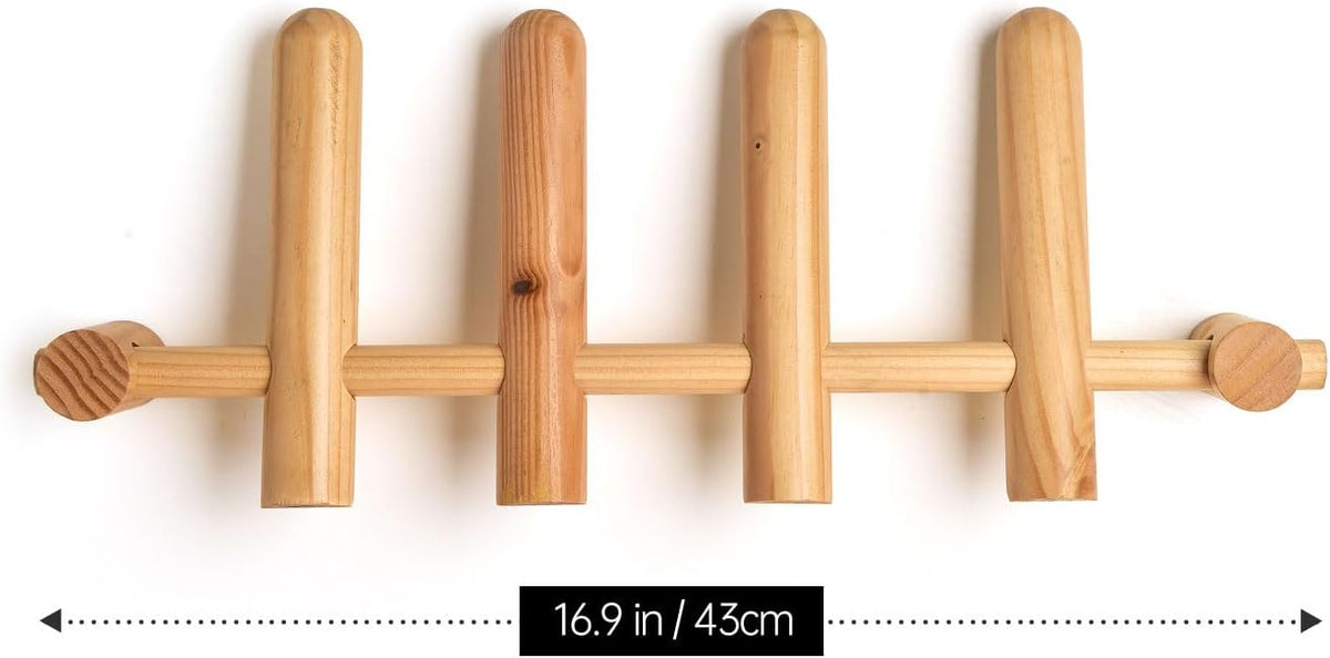 Wooden Wall Mounted Coat Rack with 4 Pegs M9625