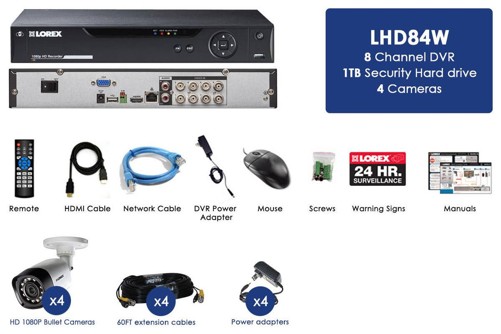 8 Channel 4 Cameras Weatherproof DVR Surveillance Security System P1730