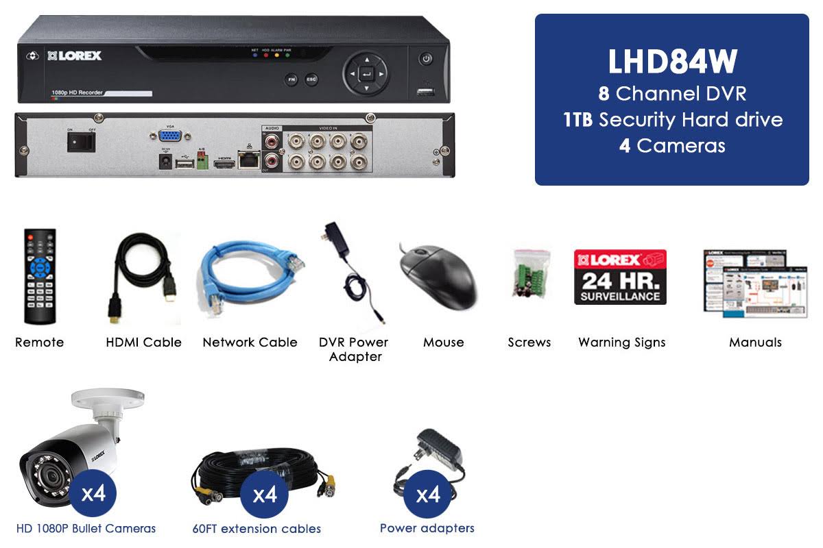 8 Channel 4 Cameras Weatherproof DVR Surveillance Security System P1730