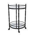 Black 2 Tier Round Metal Bar Cart V8460