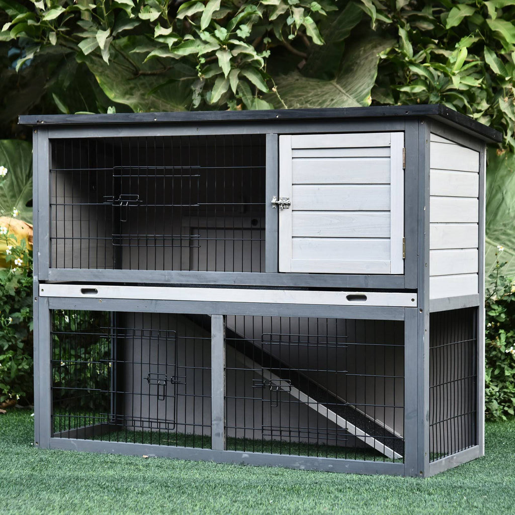Wooden Rabbit Hutch with Ramp T871561