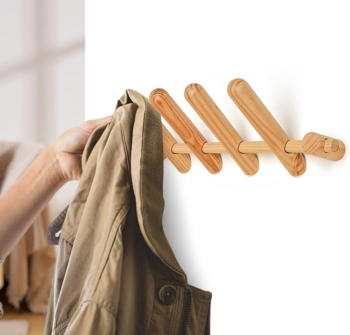 Wooden Wall Mounted Coat Rack with 4 Pegs M9625