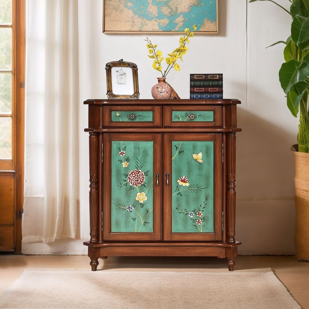 Pastoral Painted Retro Old Furniture Storage Drawer Sideboard C1791