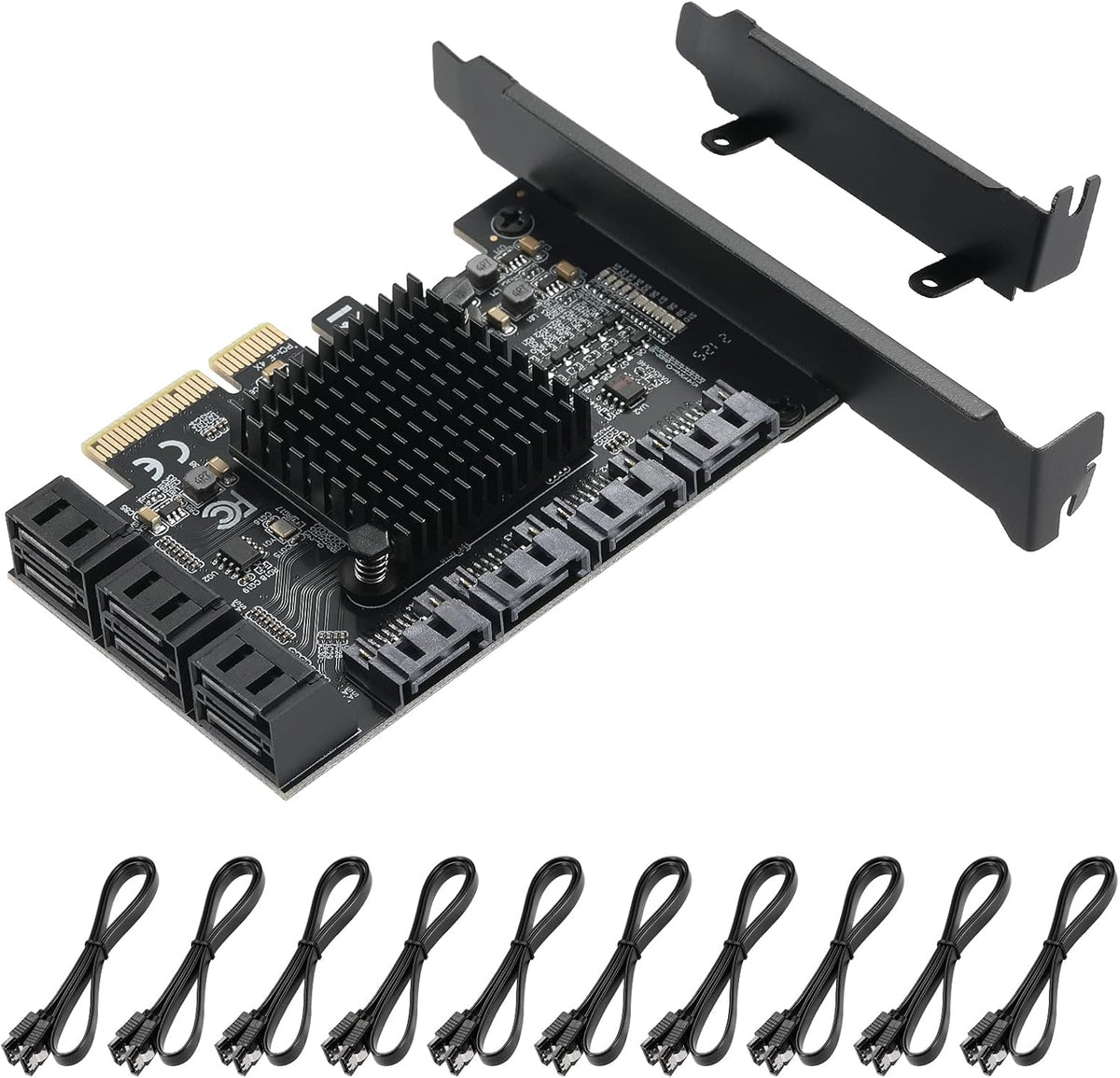 10 Port PCIe SATA 3.0 6 Gbps Controller Card with 10 SATA Cables K2993