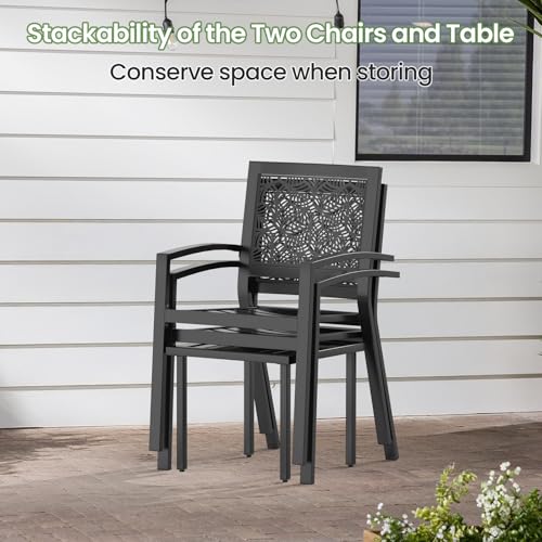 Peacock Blue Stackable Bistro Set with 2 Chairs and 1 Coffee Table P37252