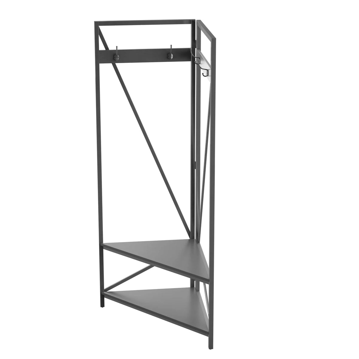 Antique Gray Corner Hall Tree with Metal Frame V42737