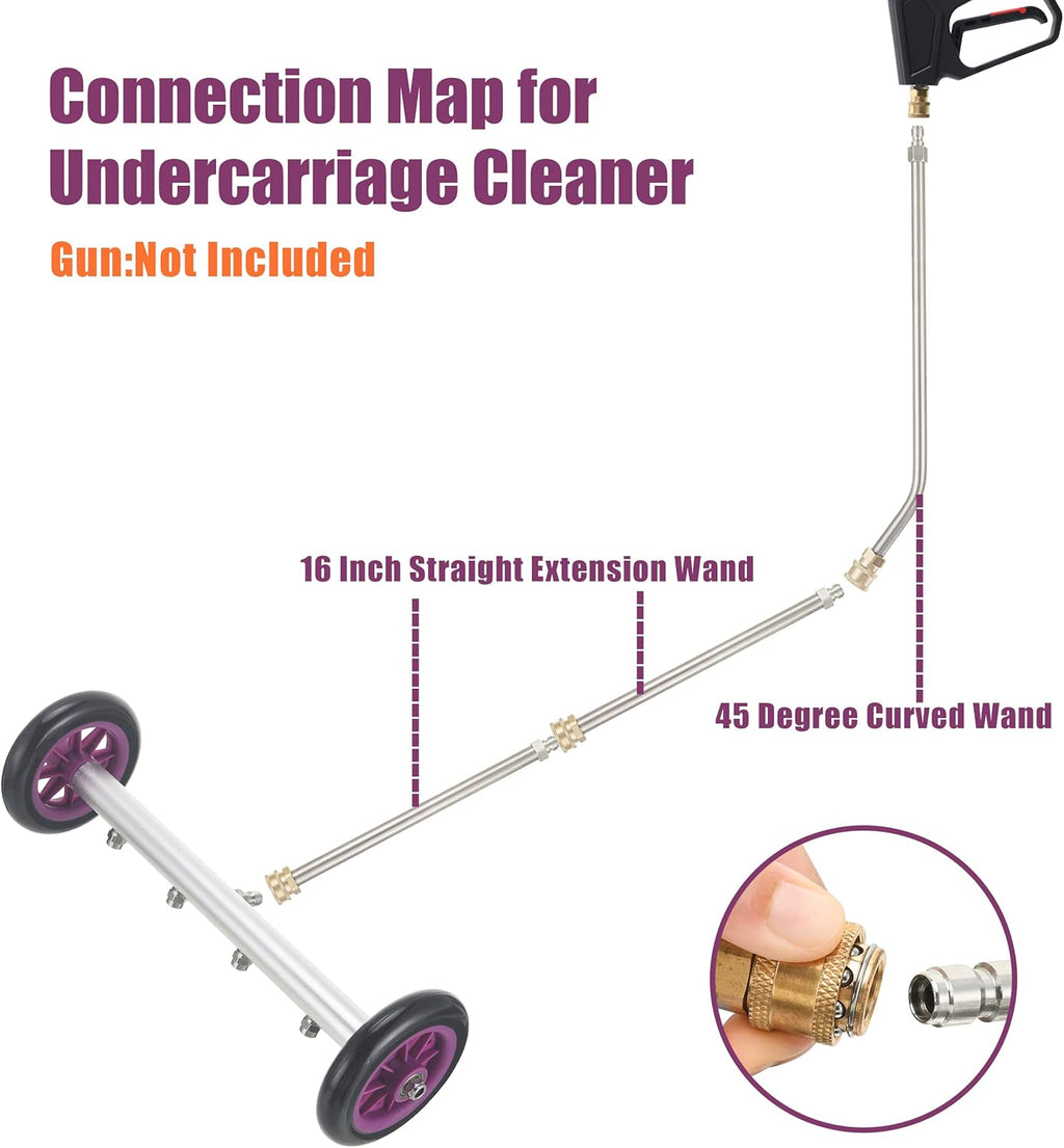 16 Inch Undercarriage Cleaner Attachment with 3 Pcs Extension Wand, 4000 PSI J607215