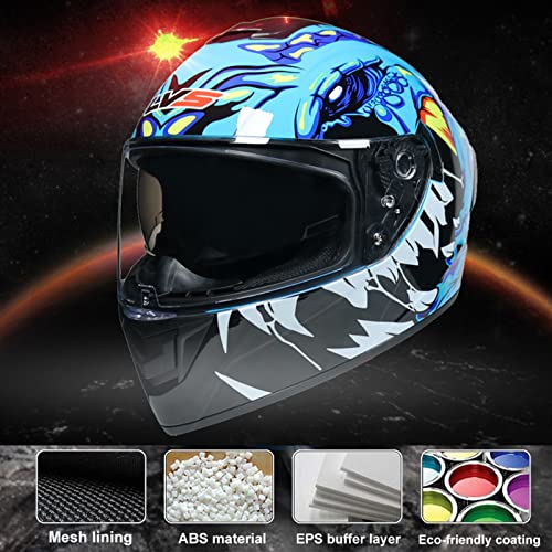 Motorcycle Sport Full Face Helmet, Dual Visor Adult Lightweight Helmet R754