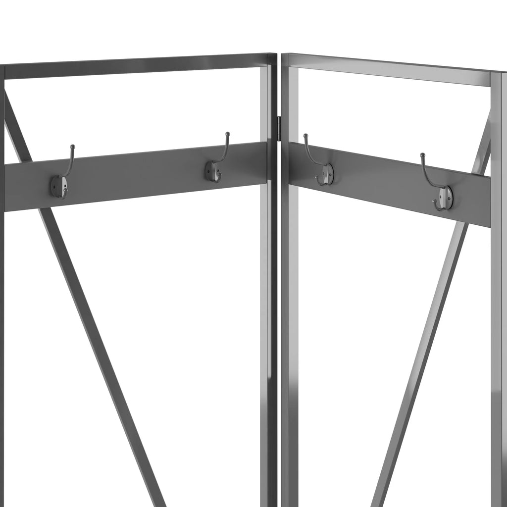 Antique Gray Corner Hall Tree with Metal Frame V42737