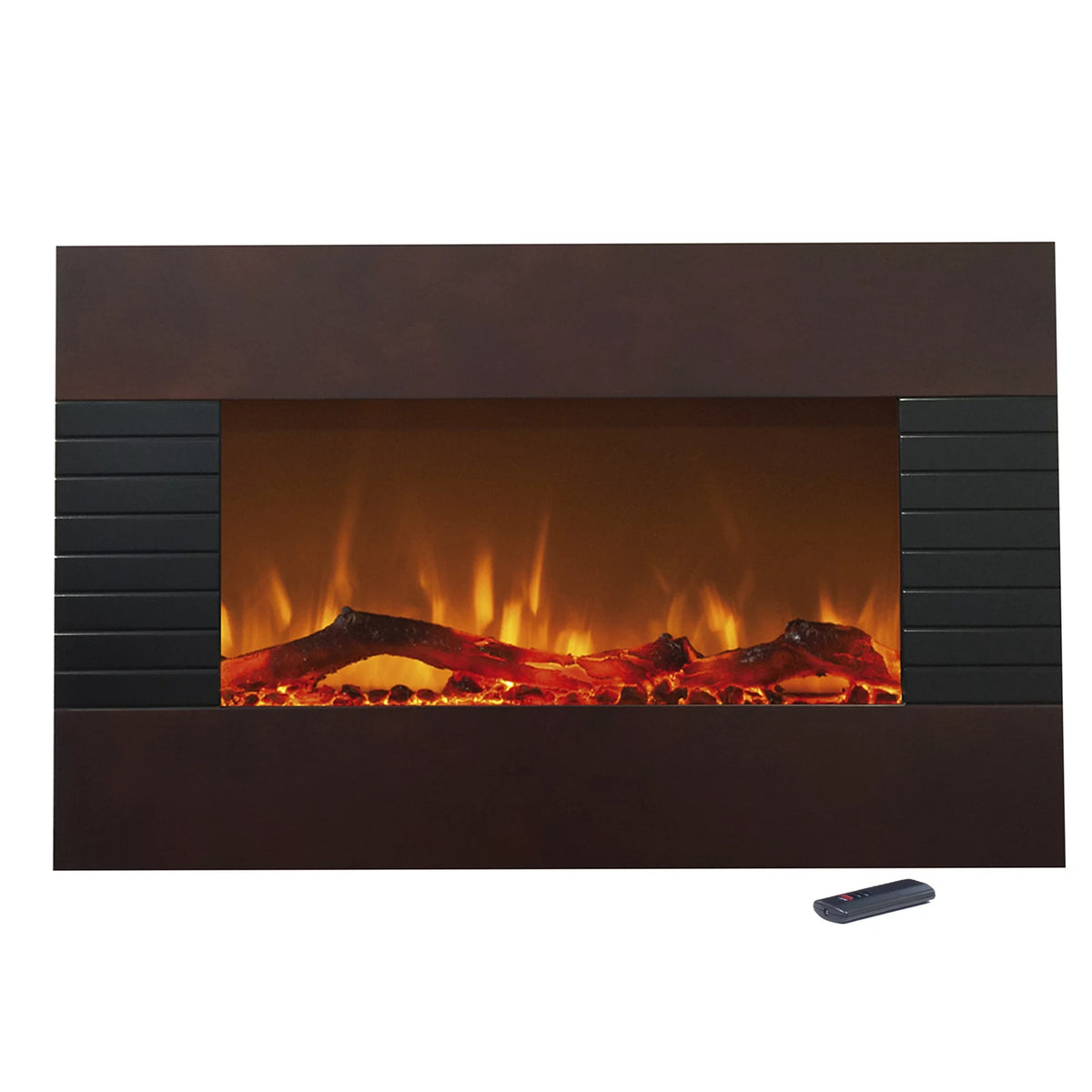 36" Mahogany Electric Fireplace with Wall Mount & Floor Stand D13593