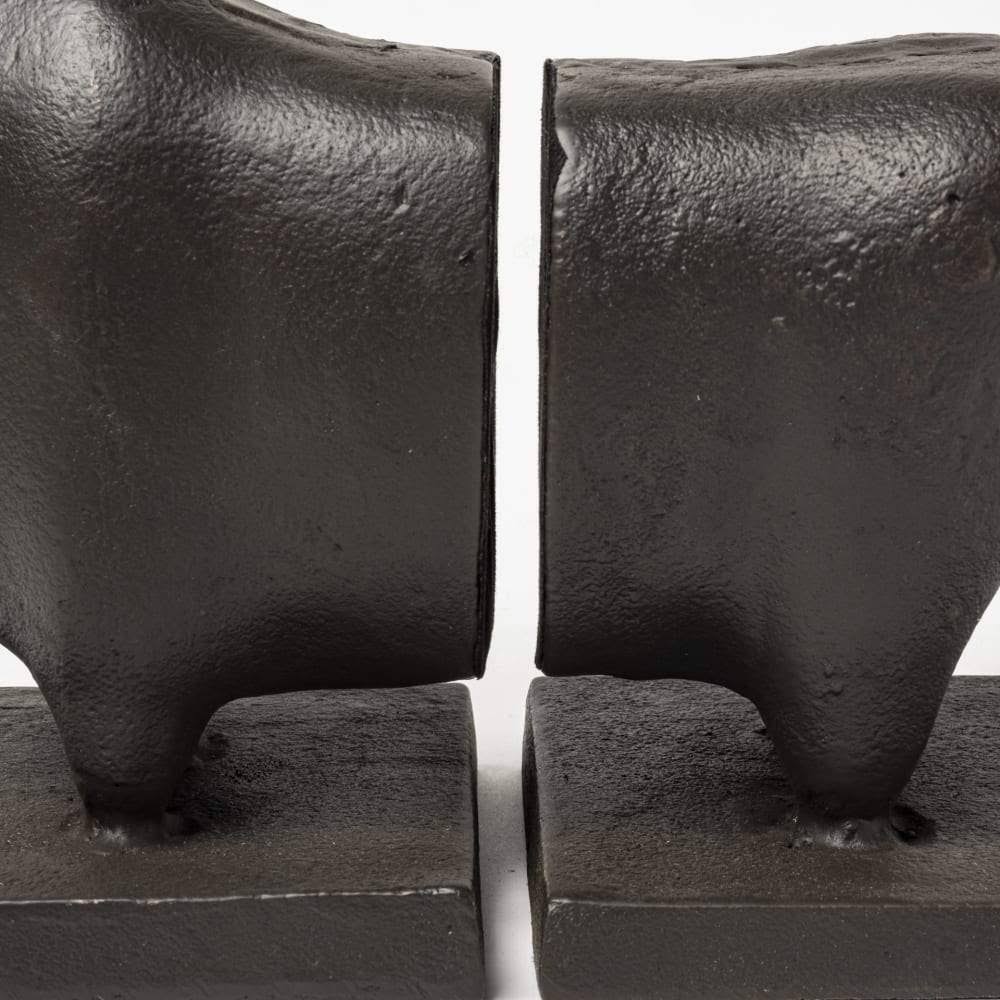 Black Cast Aluminum Bull Bookends Set of 2 D34466
