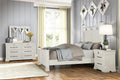 Antique White Queen Wood Panel Bed with Dresser, Mirror and Nightstand M2404