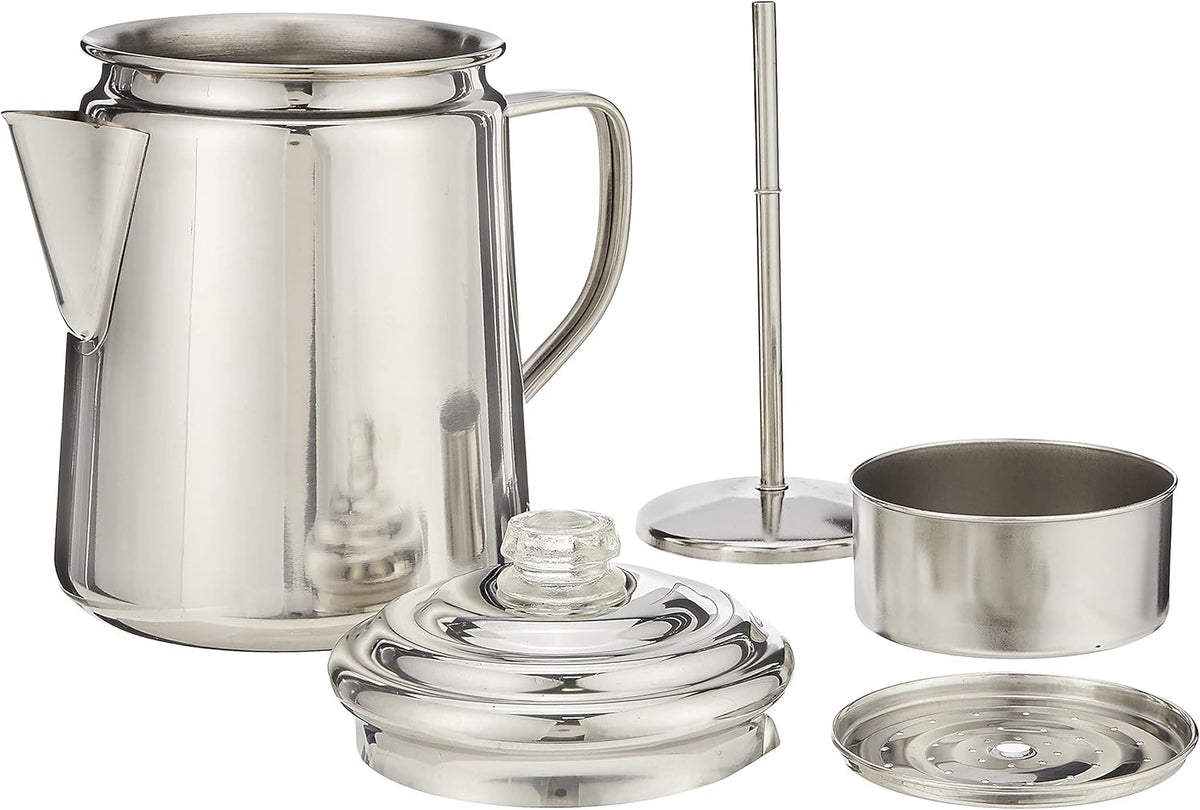 12-Cup Stainless Steel Coffee Percolator & 24-Piece Enamel Dinnerware Set S885107