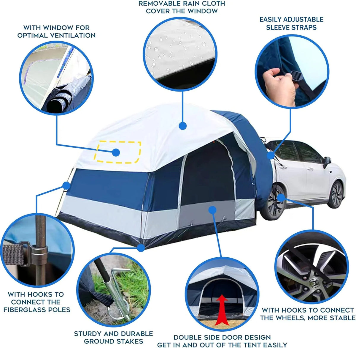 SUV Tent Attachment 8' W x 8' L x 7.2' H with Rainfly and Storage Bag I5630