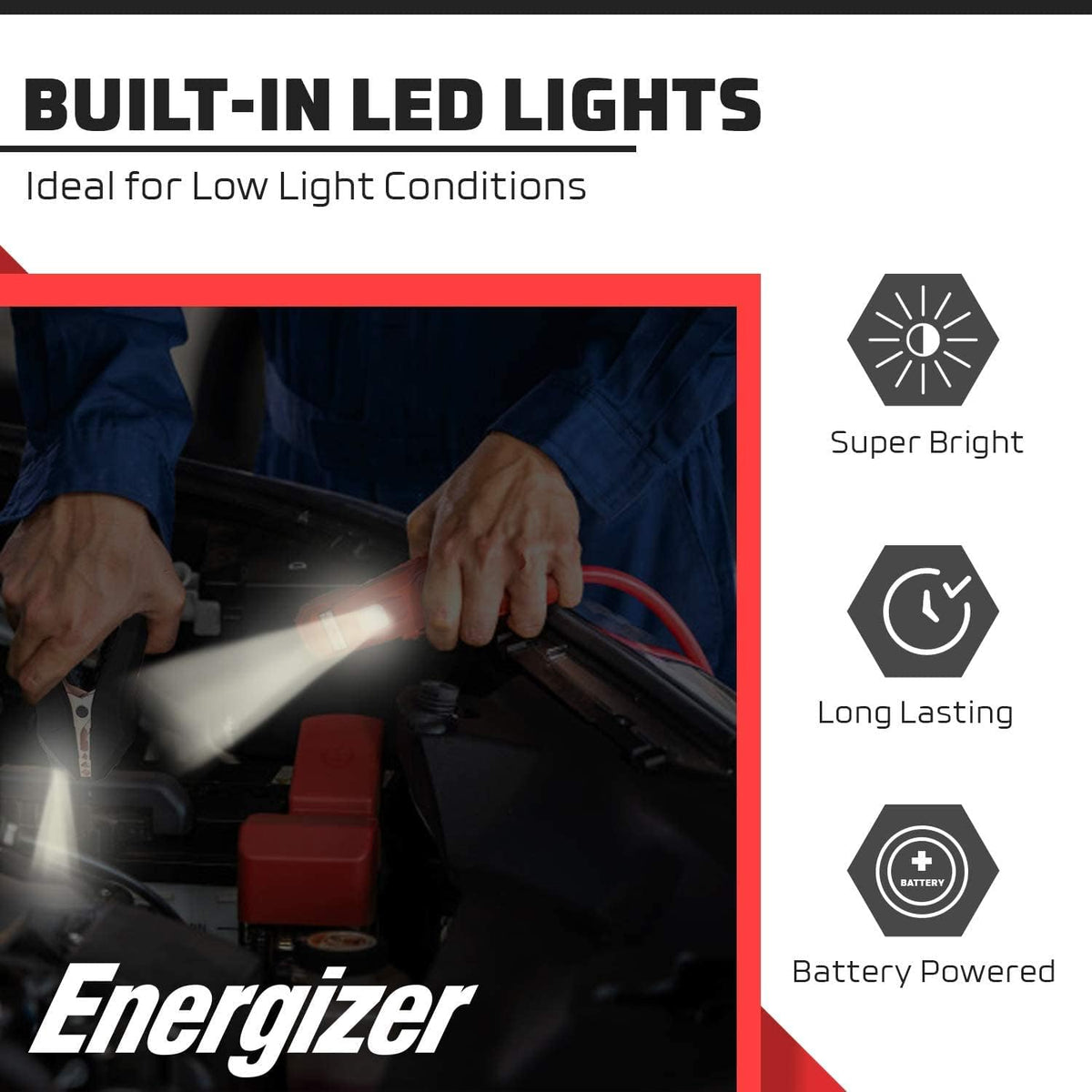 Heavy Duty Jumper Cables with LED Lights and Carrying Bag H91313