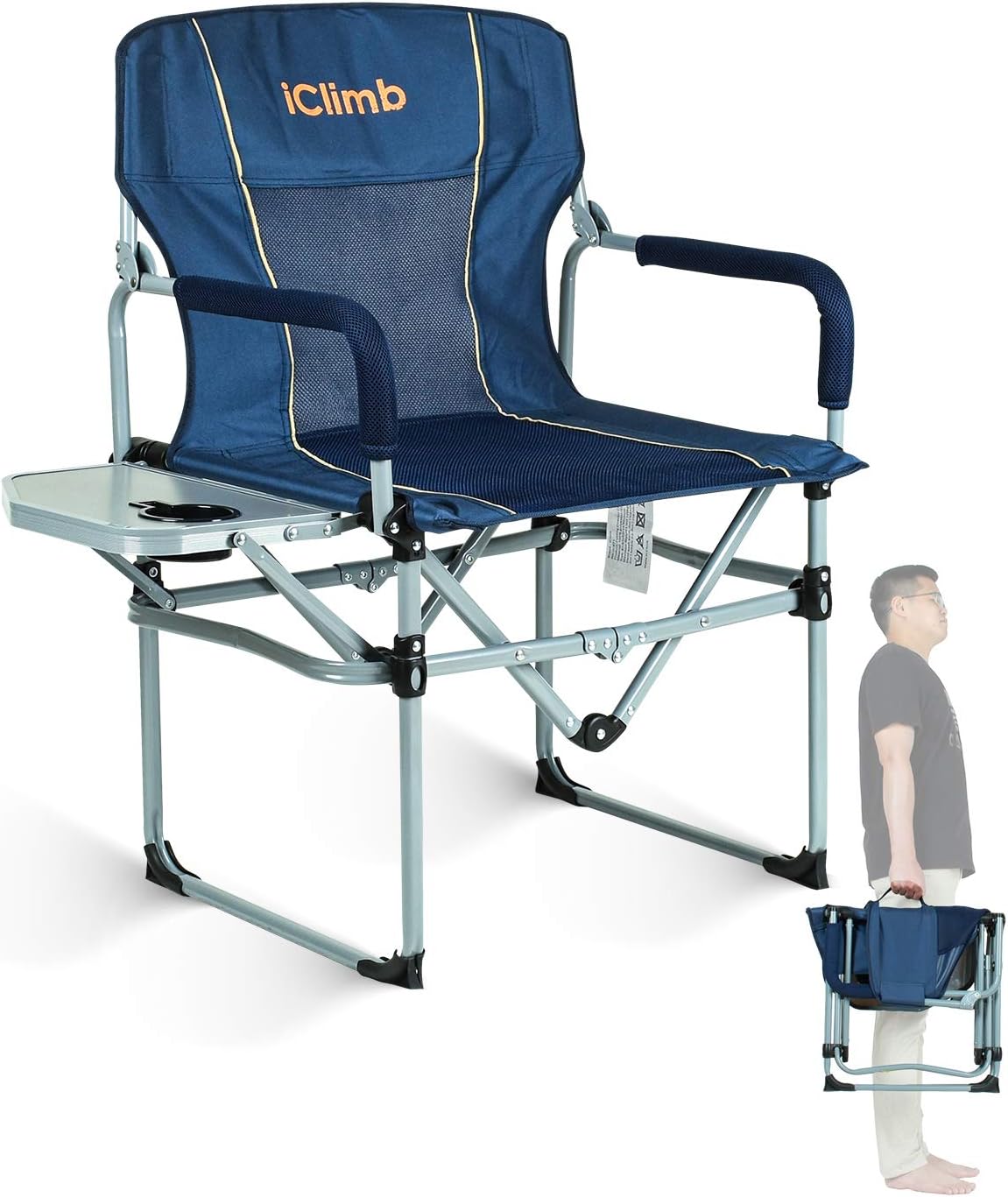 Heavy Duty Compact Mesh Camping Chair with Side Table Z110